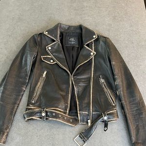 Zara REAL LEATHER biker jacket.